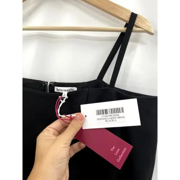 Reformation S Love Collection black off shoulder donatella knit mini dress Reformation S Love Collection black off shoulder donatella knit mini dress
